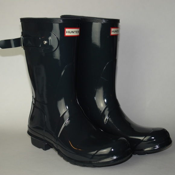 NEW Hunter Original Short Gloss Rain Boots Grey 11 - Picture 3 of 6